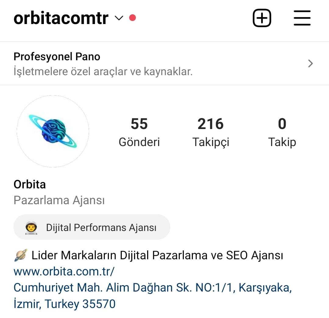 orbita profesyonel instagram biyografisi